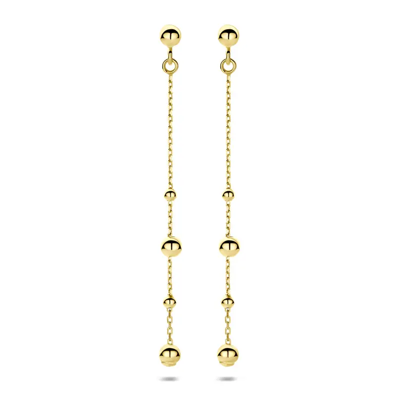 Oorhangers bolletjes 14K geelgoud 47 mm