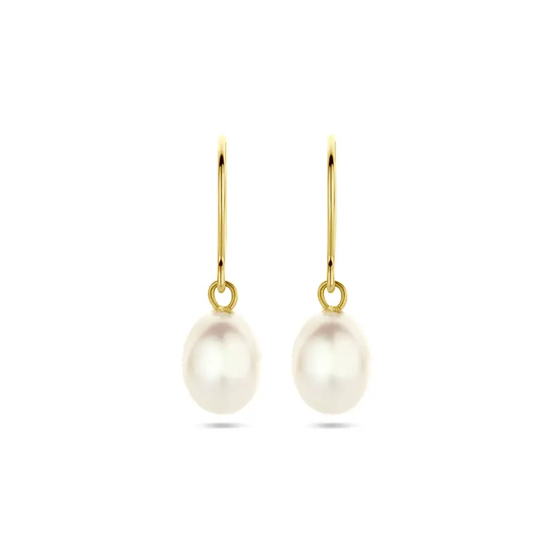 oorhangers franse haak parel 24 mm 14K geelgoud