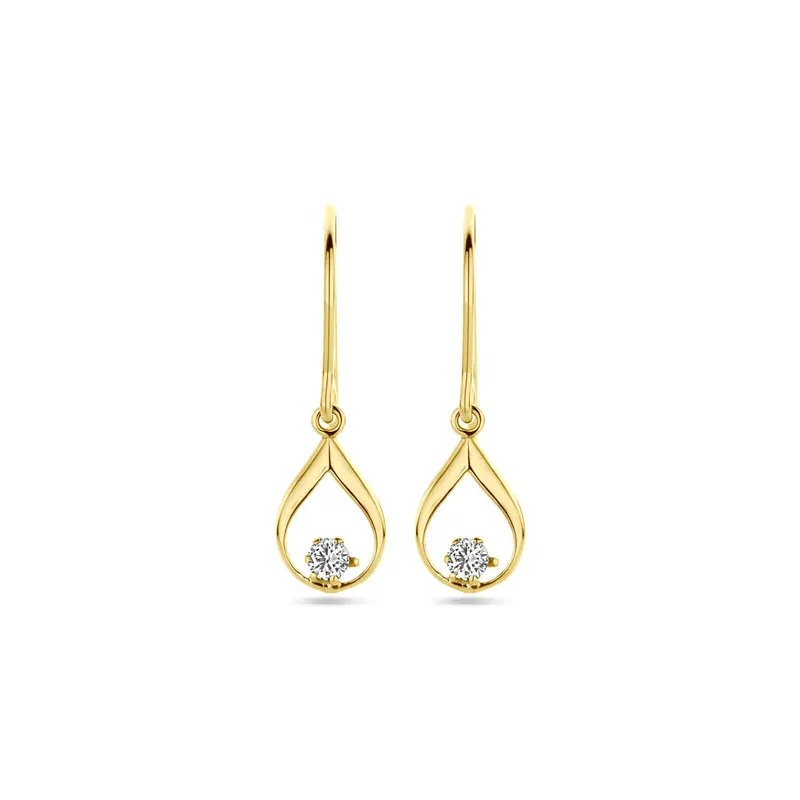 oorhangers franse haak zirkonia 23 mm 14K geelgoud