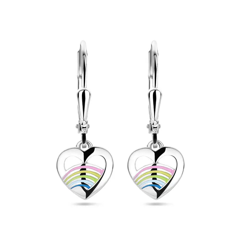 oorhangers hart emaille zilver gerhodineerd