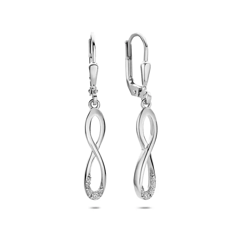 Oorhangers infinity zirkonia brisur haak zilver gerhodineerd 34,5 mm – 1343653