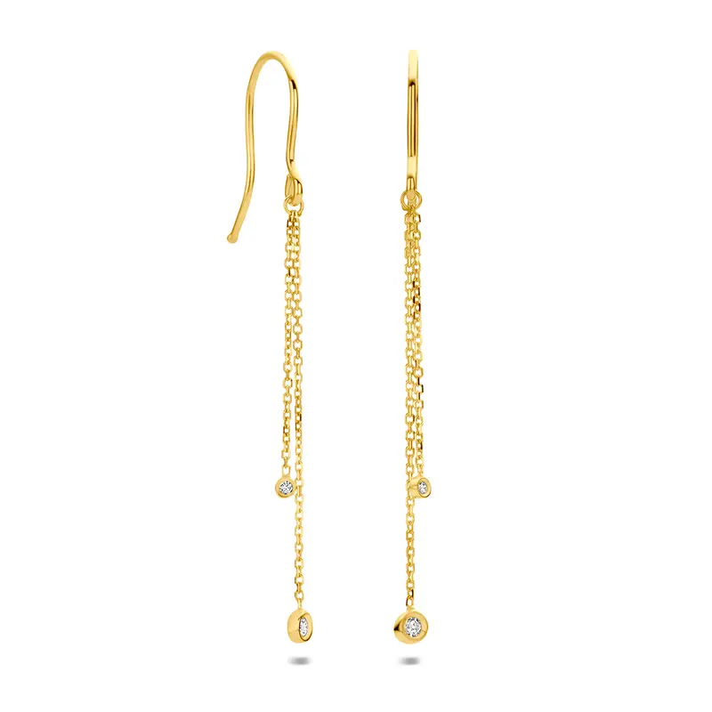 Oorhangers zirkonia franse haak 9K geelgoud 34 mm – 8001870