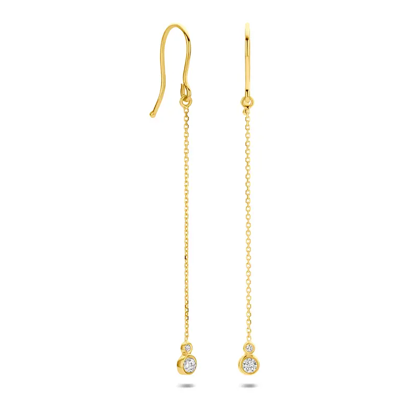 Oorhangers zirkonia franse haak 9K geelgoud 42,5 mm – 8001869