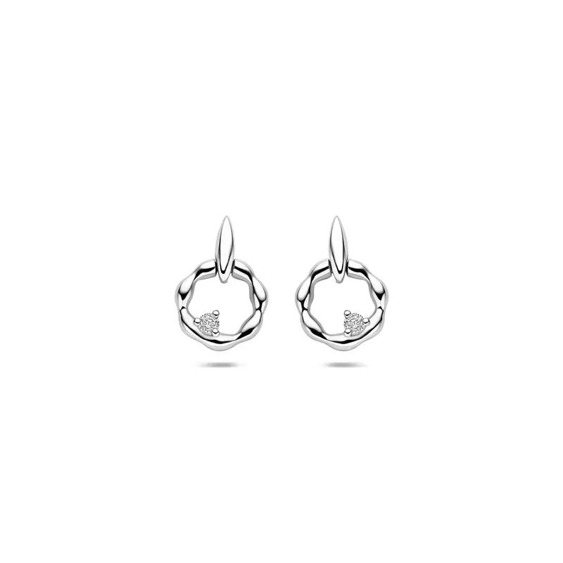 Oorhangers zirkonia zilver gerhodineerd 11 mm