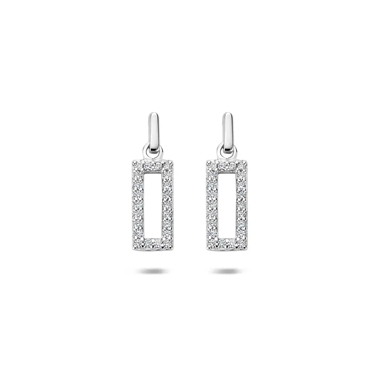 Oorhangers zirkonia zilver gerhodineerd 16,5 mm