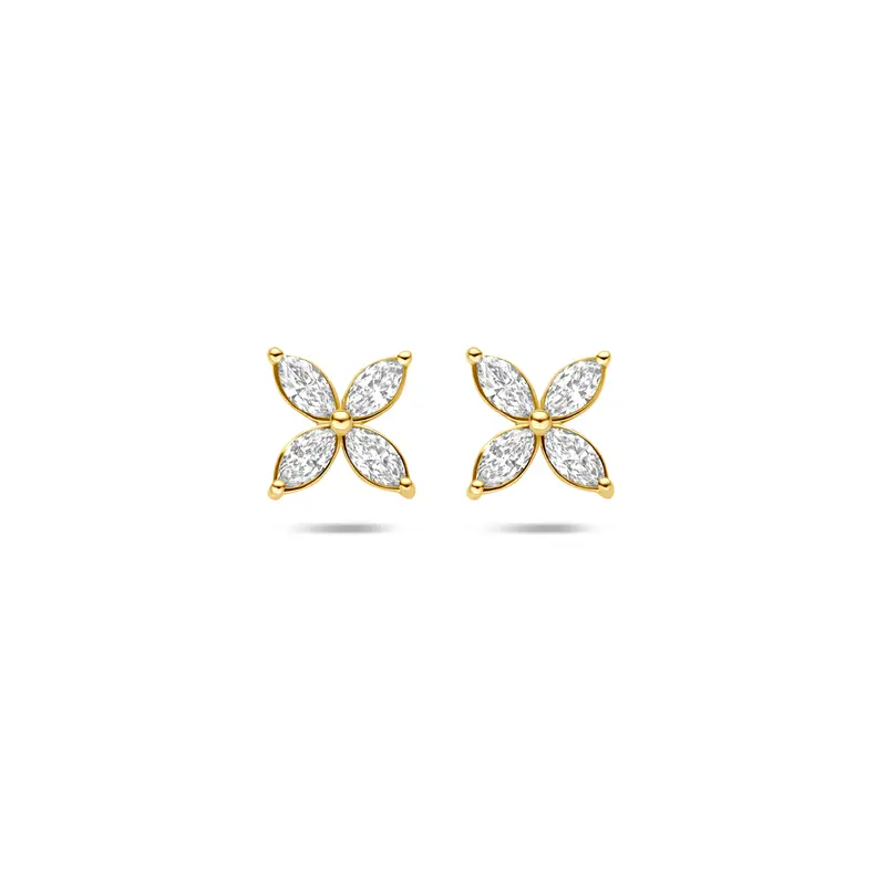 Oorknoppen bloem lab grown diamant 14K geelgoud 0.56ct (2x 0.28ct) f vs 7,5 mm – 4036149