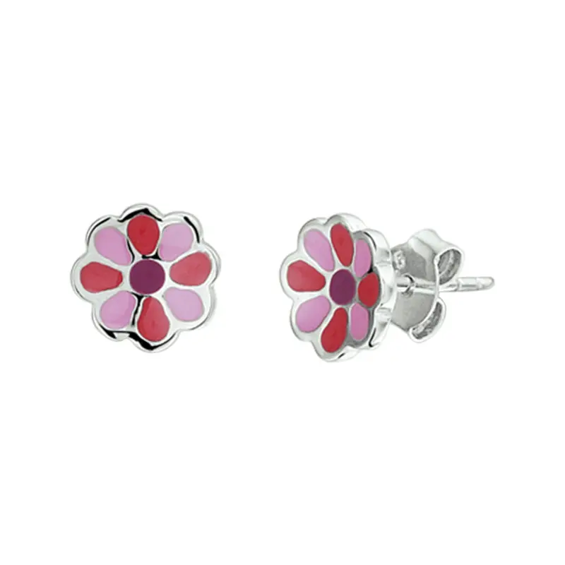 oorknoppen bloem zilver gerhodineerd
