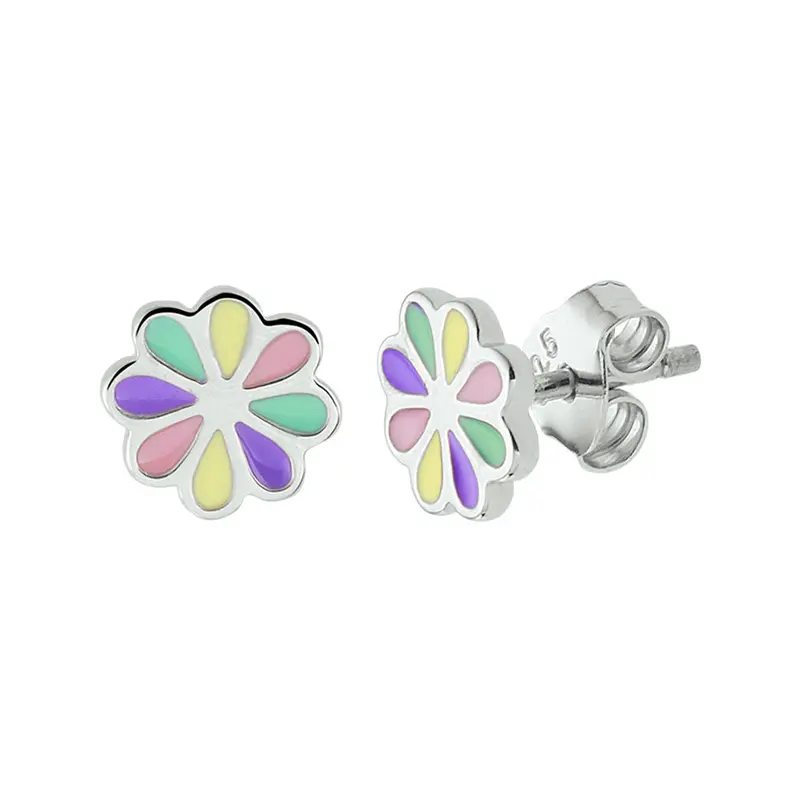 oorknoppen bloem zilver gerhodineerd