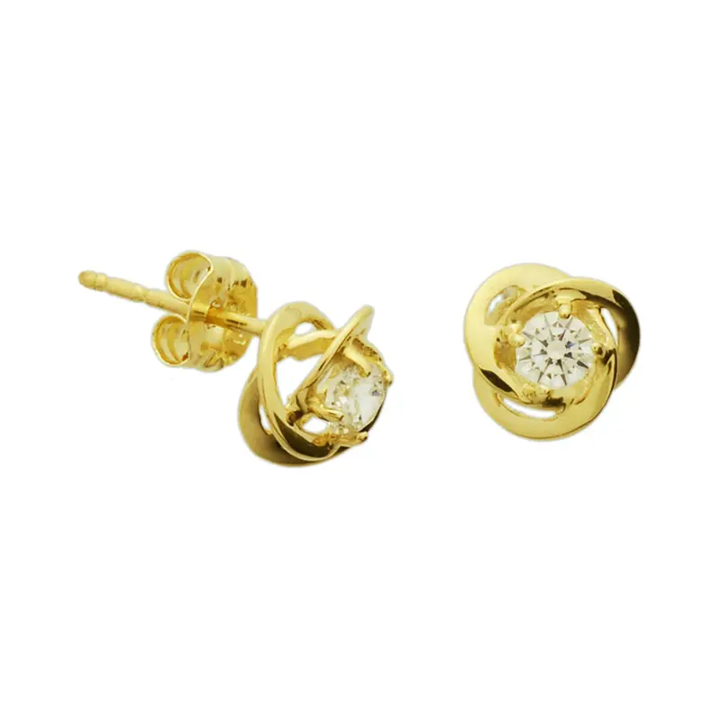 Oorknoppen bloem zirkonia 14K geelgoud 7 x 10,5 mm – 4018278