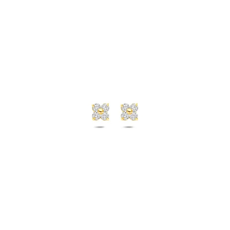 Oorknoppen bloem zirkonia 9K geelgoud 3,5 mm – 8001364