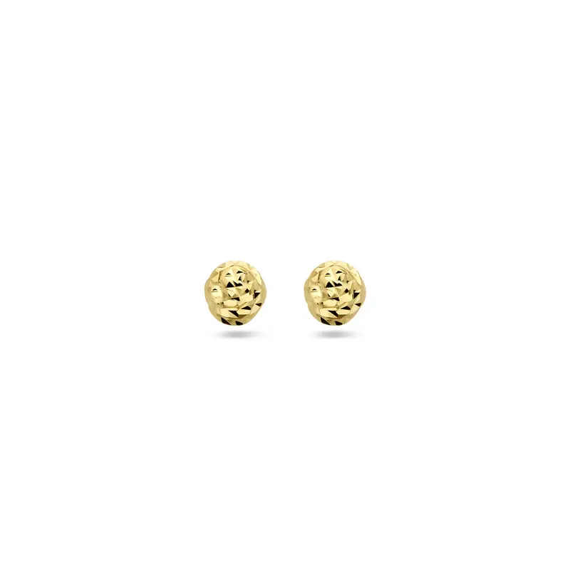 oorknoppen bolletje gediamanteerd 14K geelgoud