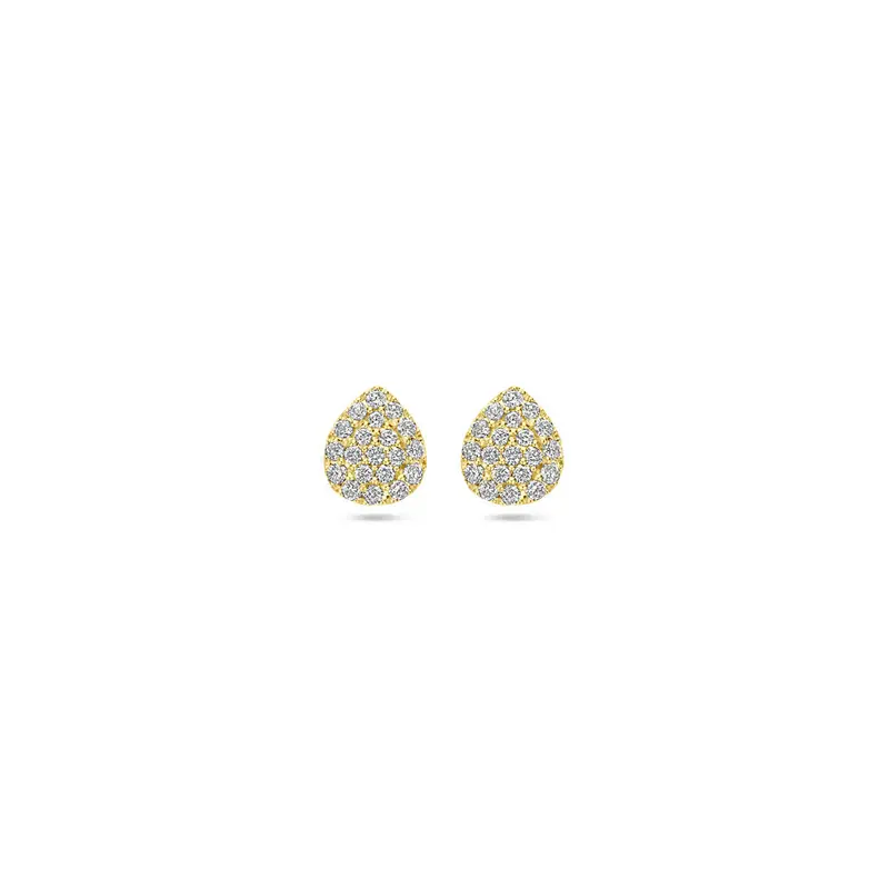 oorknoppen druppel diamant 0.21ct (2x 0.105ct) h si 6 mm 14K geelgoud