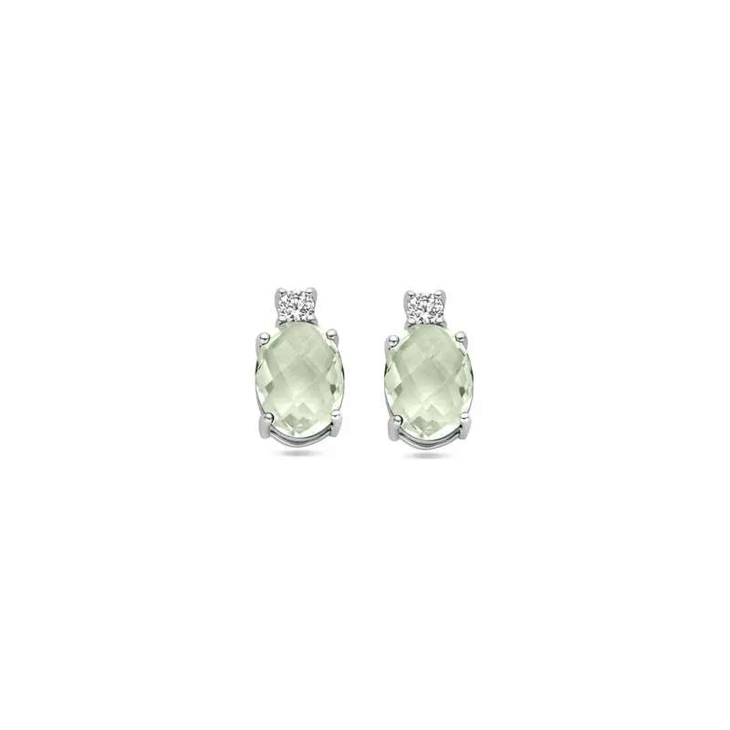 oorknoppen groen amethist zirkonia 10,5 mm zilver gerhodineerd