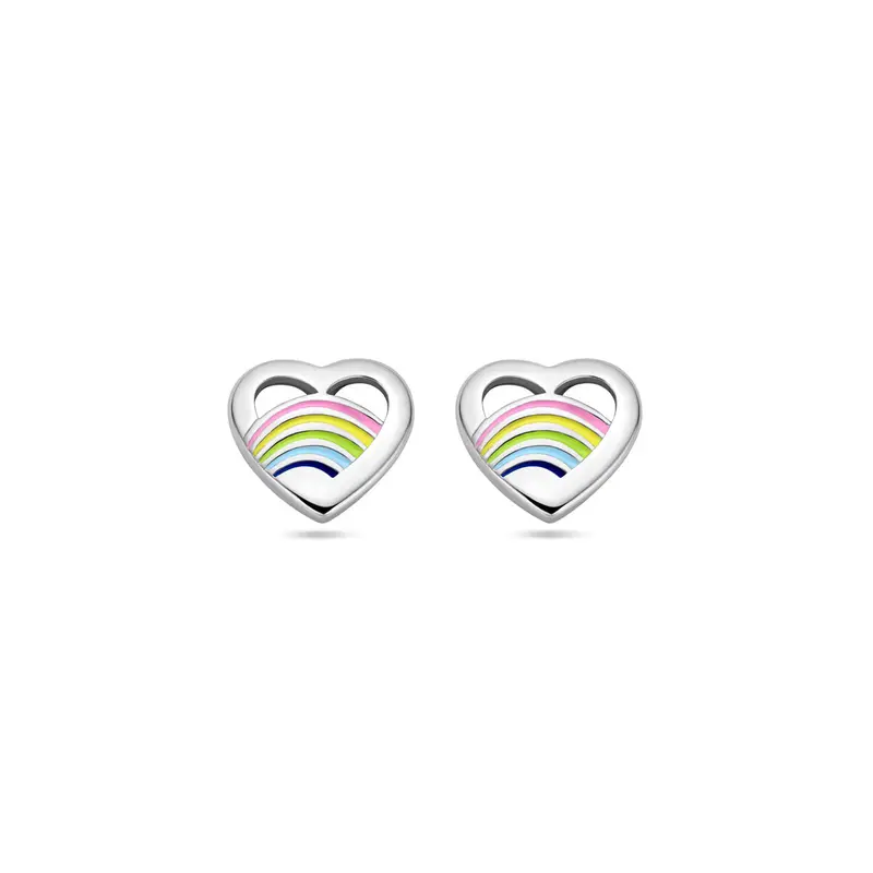 oorknoppen hart emaille zilver gerhodineerd