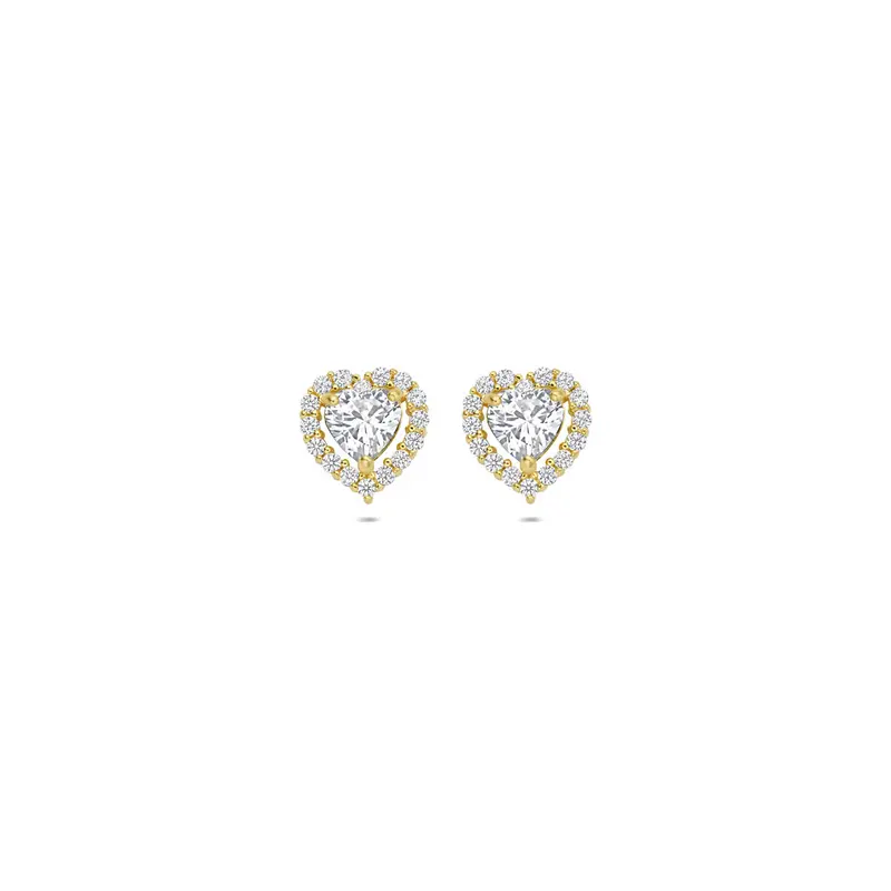 Oorknoppen hart zirkonia 7 mm 14K geelgoud – 4027155