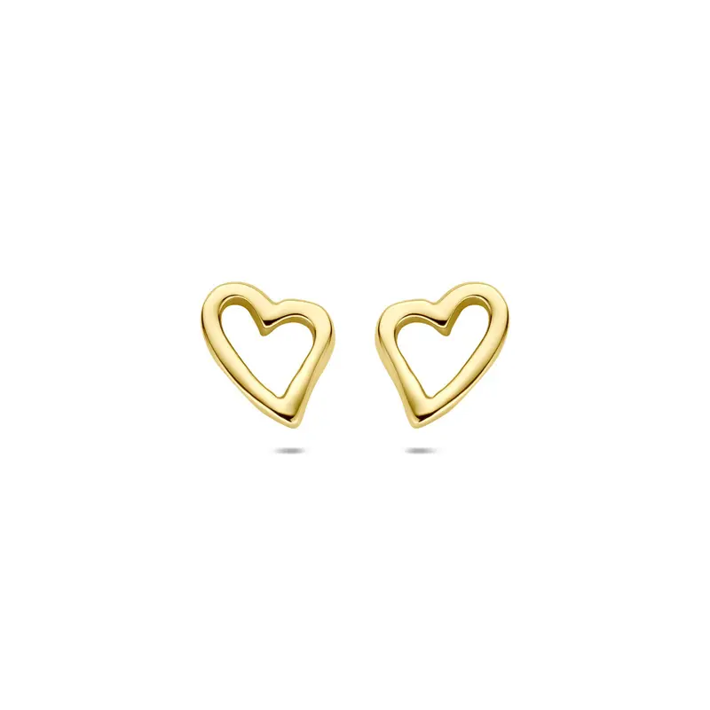Oorknoppen hartje 14K geelgoud 10 mm
