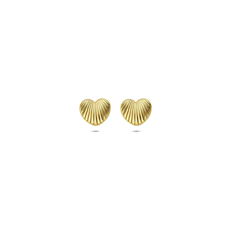 Oorknoppen hartje 14K geelgoud 5 mm
