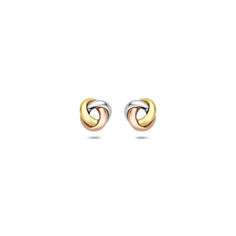Oorknoppen knoop 9K tricolor 6 mm
