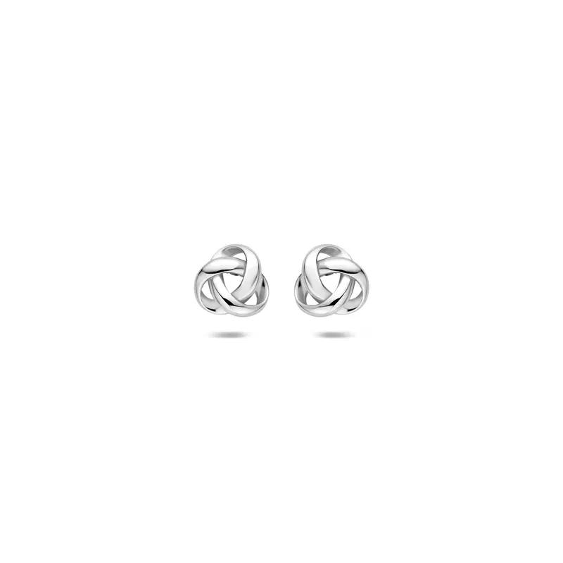 Oorknoppen knoop zilver gerhodineerd 6 mm