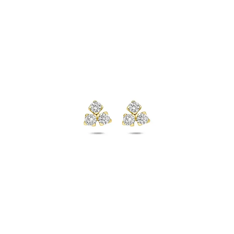 Oorknoppen lab grown diamant 0.07ct (2x 0.035ct) f vs 14K geelgoud 4,5 mm