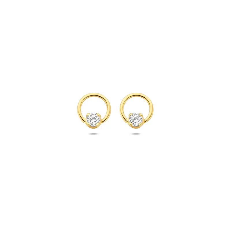 Oorknoppen lab grown diamant 0.13ct (2x 0.065ct) f vs 14K geelgoud 6,5 mm