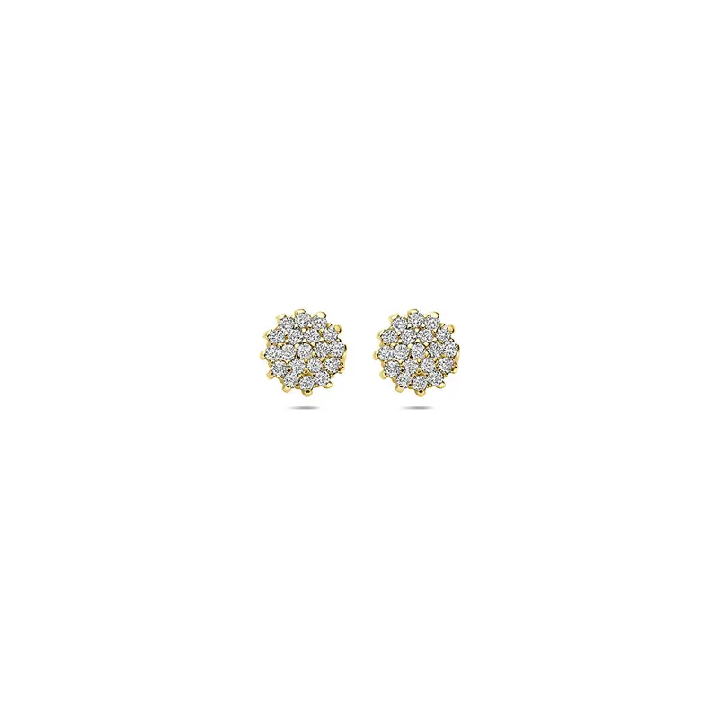 Oorknoppen lab grown diamant 0.19ct (2x 0.095ct) f vs 14K geelgoud 6 mm