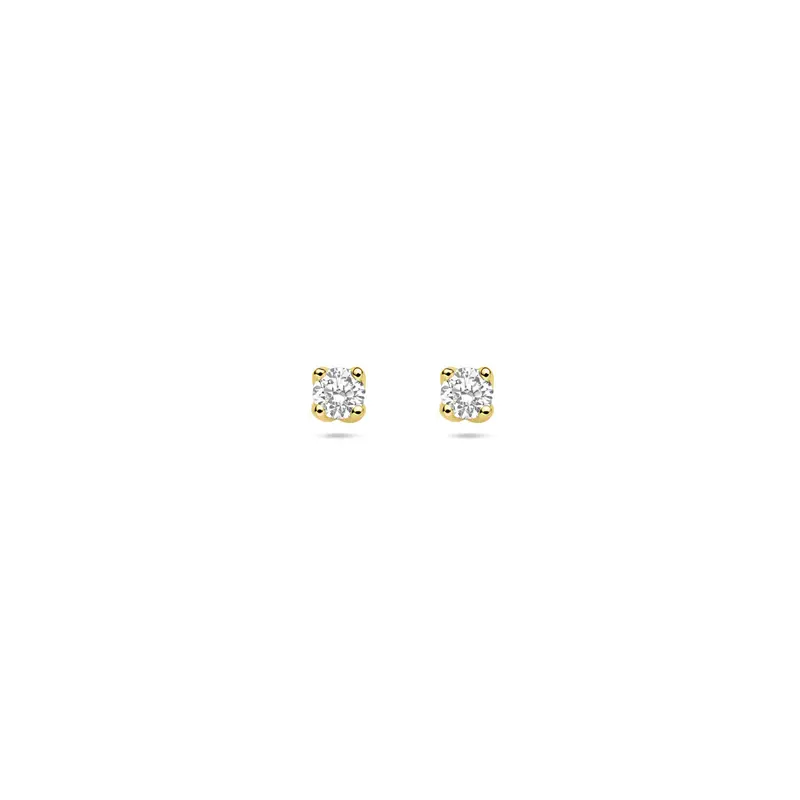 oorknoppen lab grown diamant 0.20ct. (2x 0.10ct) h si 3,25 mm 14K geelgoud