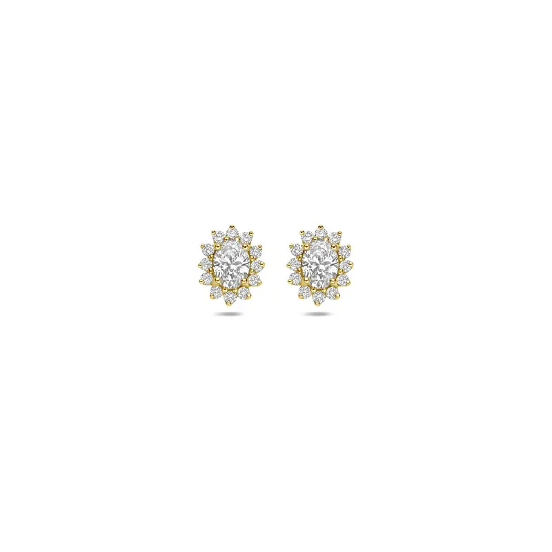 Oorknoppen lab grown diamant 0.43ct (2x 0.217ct) f vs 14K geelgoud 6,5 mm