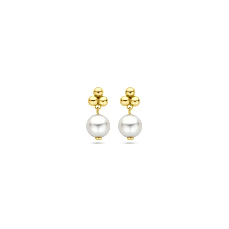oorknoppen parel 15 mm 14K geelgoud