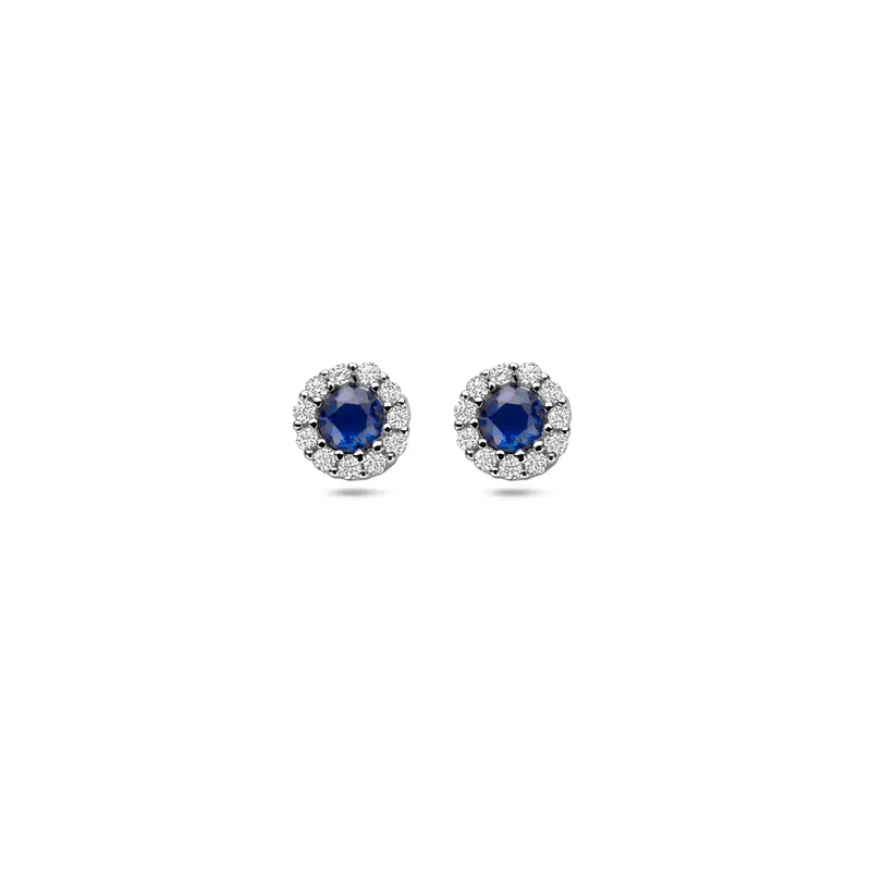 Oorknoppen Saffier, Zirkonia Gerhodineerd Zilver 6 mm – 1341429
