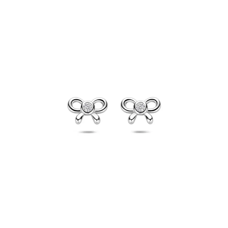 Oorknoppen strik zirkonia zilver gerhodineerd 4,5 mm