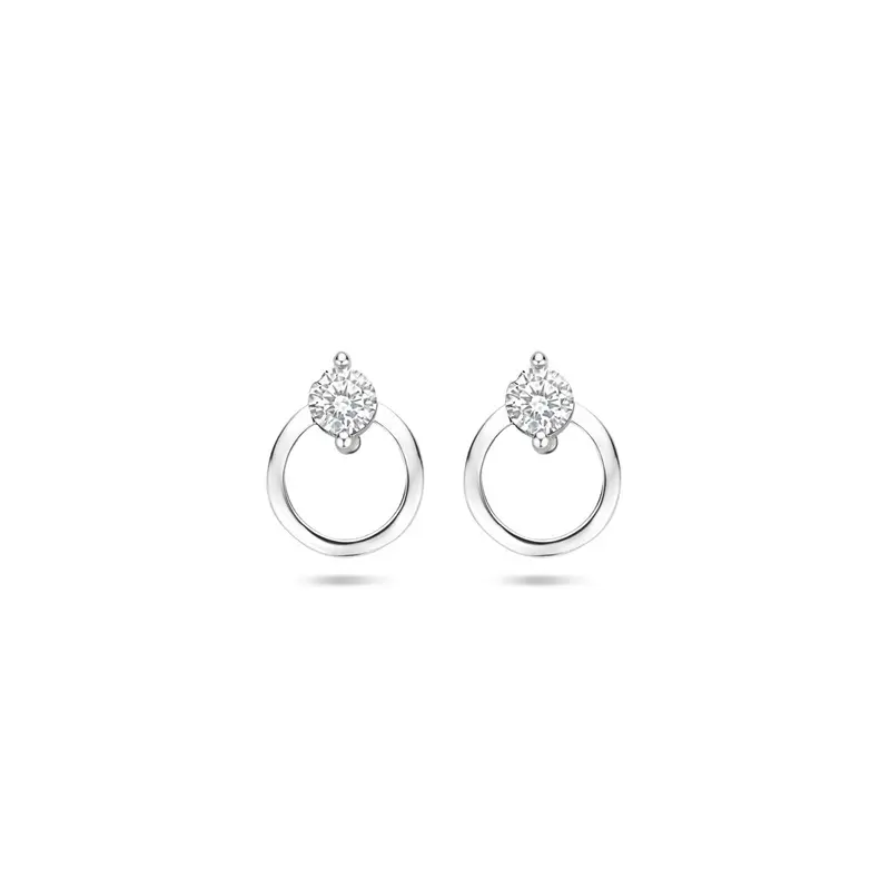 oorknoppen zirkonia 10,5 mm zilver gerhodineerd