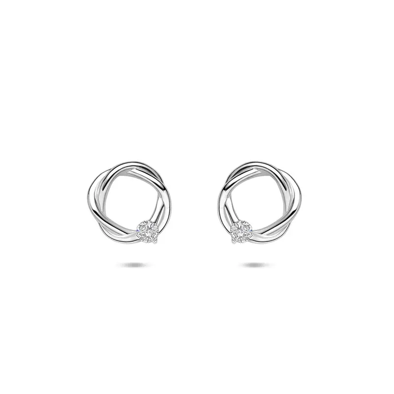 Oorknoppen zirkonia 10 mm gerhodineerd zilver – 1341265