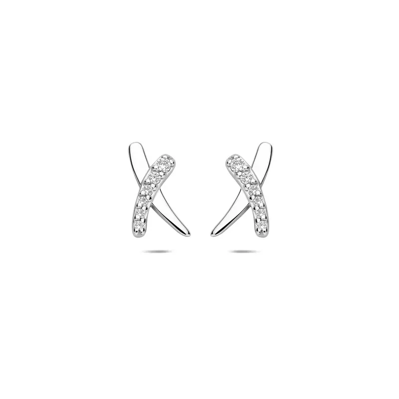 Oorknoppen zirkonia 10 mm gerhodineerd zilver – 1341921