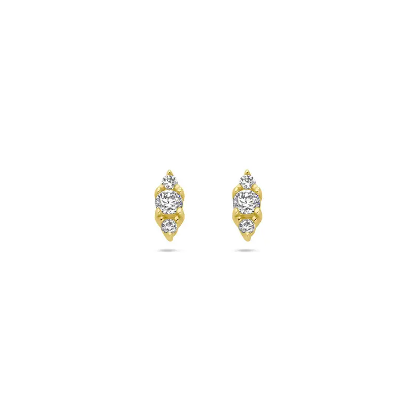 oorknoppen zirkonia 14K geelgoud