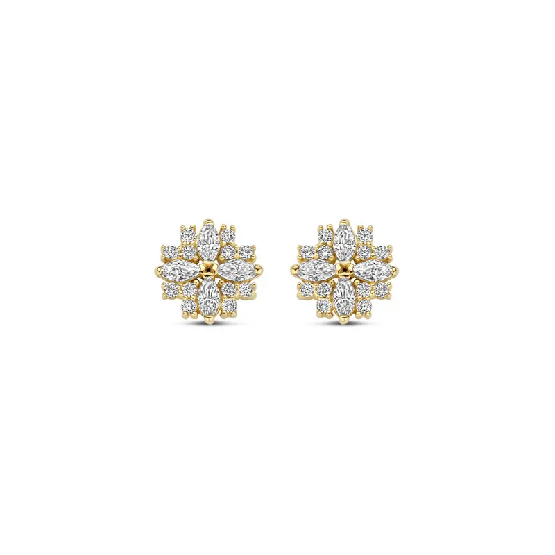 oorknoppen zirkonia 7 mm 14K geelgoud