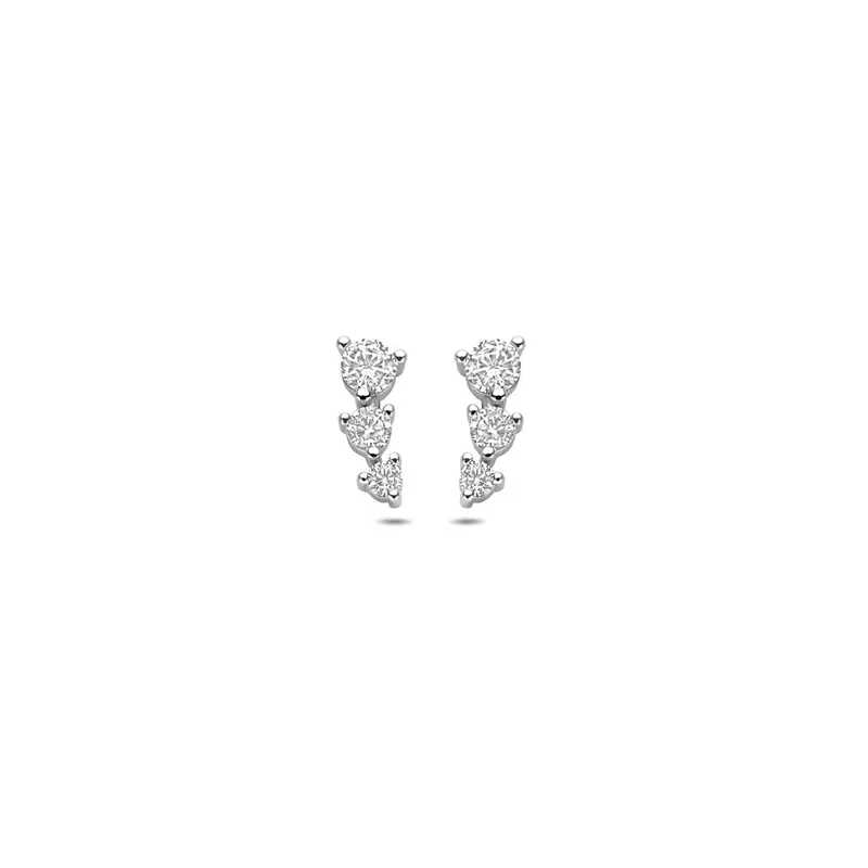 Oorknoppen zirkonia 9 mm zilver
