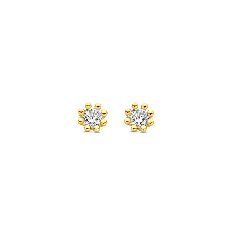 Oorknoppen zirkonia 9K geelgoud 3,5 mm