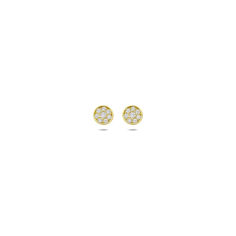 Oorknoppen zirkonia 9K geelgoud 4 mm