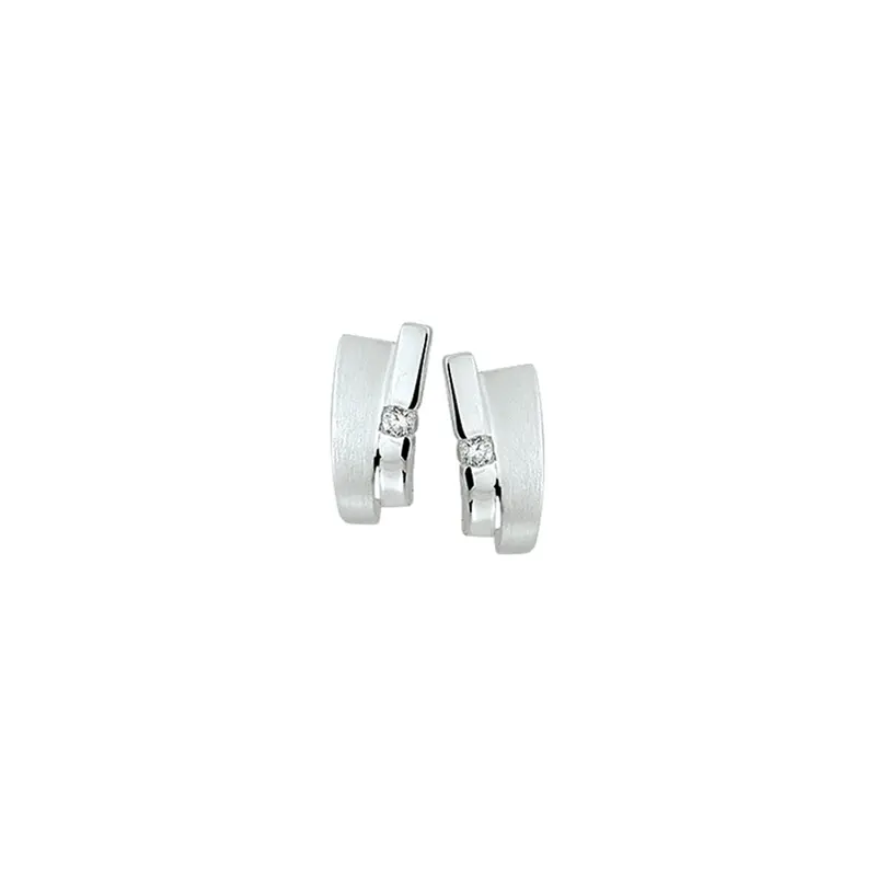 Oorknoppen zirkonia poli/mat gerhodineerd zilver 13,5 x 6 mm – 1323059