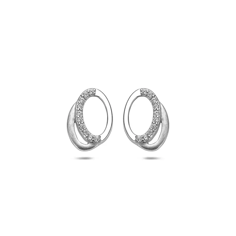 Oorknoppen zirkonia poli/mat zilver gerhodineerd 12,5 mm – 1343691
