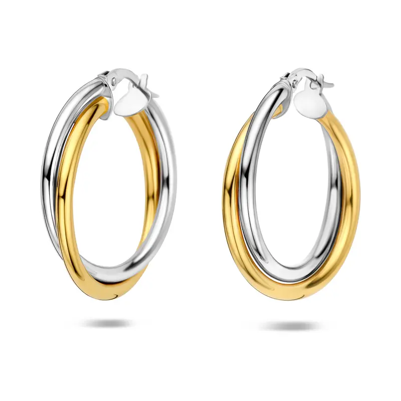 Oorringen buis 14K bicolor goud 4 mm – 4209282