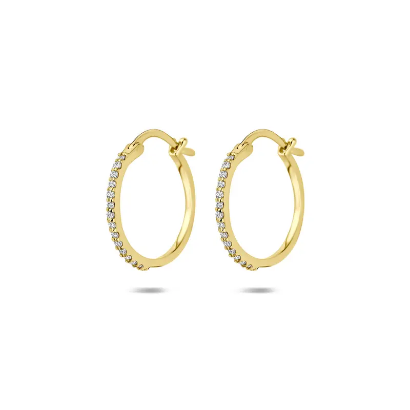 Oorringen lab grown diamant f vs buis 14K geelgoud 1 mm wit