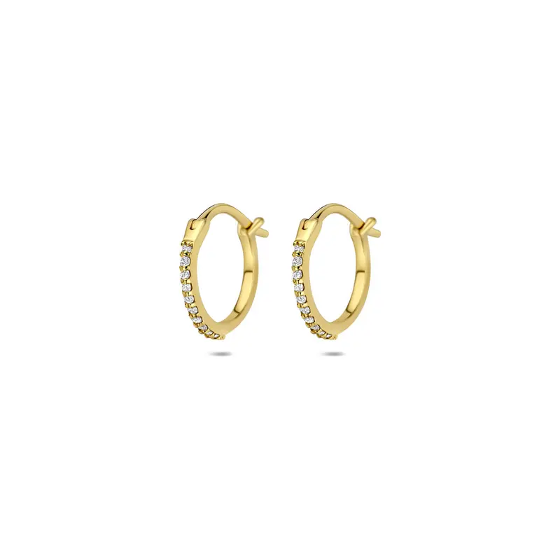 Oorringen lab grown diamant f vs buis 14K geelgoud 1 mm