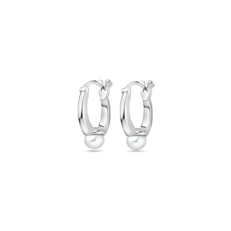 oorringen parel 20 mm zilver gerhodineerd