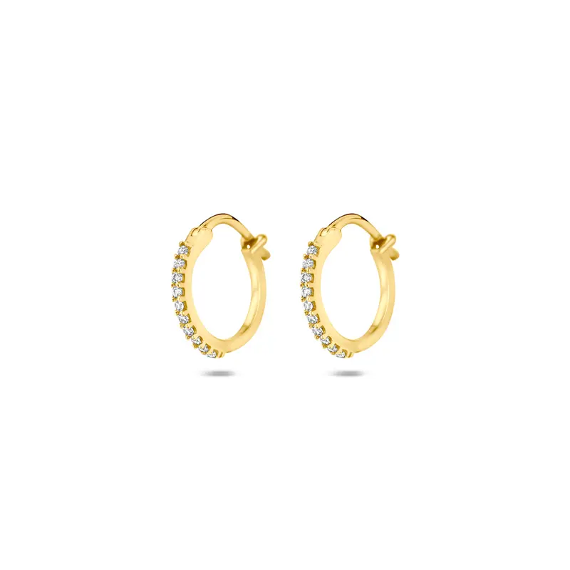 Oorringen zirkonia buis 14K geelgoud 1 mm – 4036047