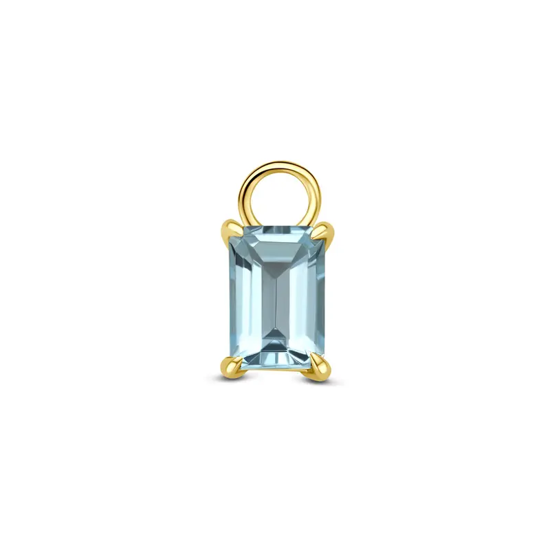 Oorringhanger topaas 9,5 mm per stuk 14K geelgoud blauw