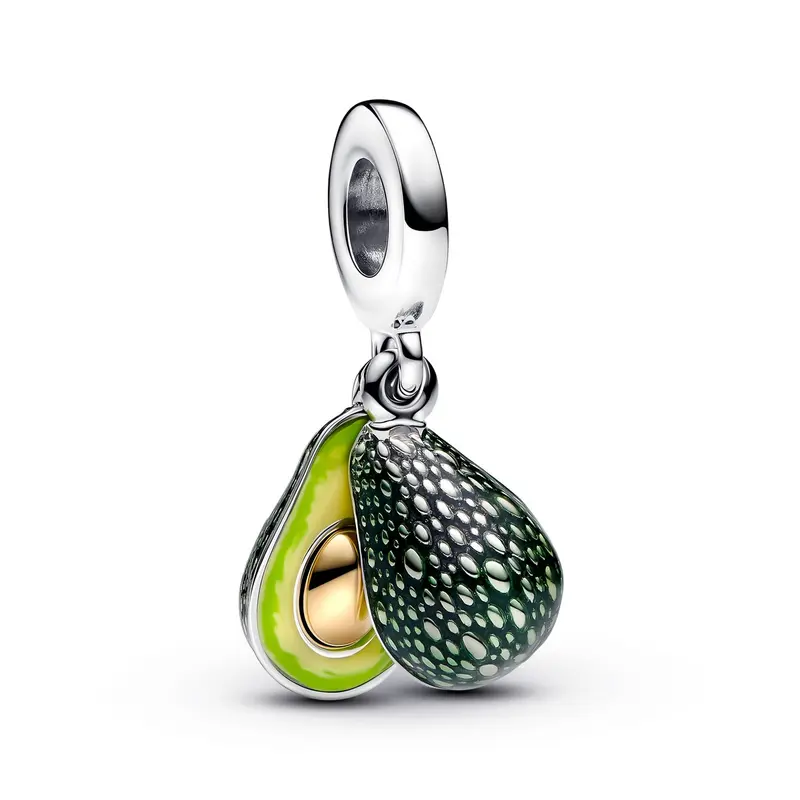 Pandora Avocado Dubbele Hangende Bedel bicolor zilver en goudverguld 763405C01