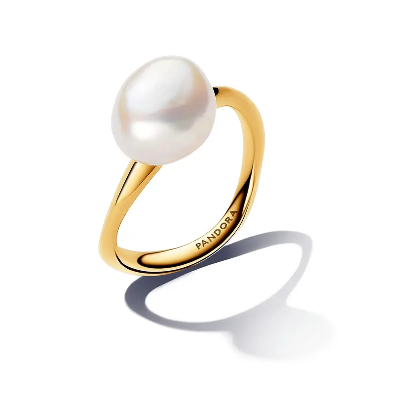 Pandora Barok Behandelde Gecultiveerde Zoetwaterparel Ring goudverguld 163293C01