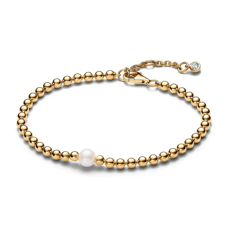 Pandora Behandelde Gecultiveerde Zoetwaterparel en Kralen Armband goudverguld 563173C01